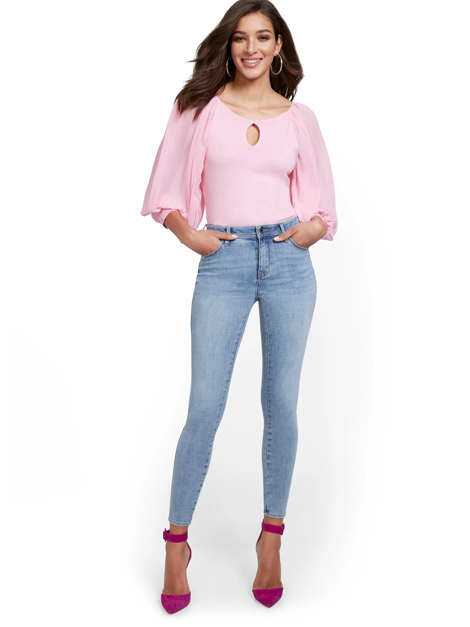 Petite Lexi High-Waisted Super-Skinny Ankle Jeans - Blue Love