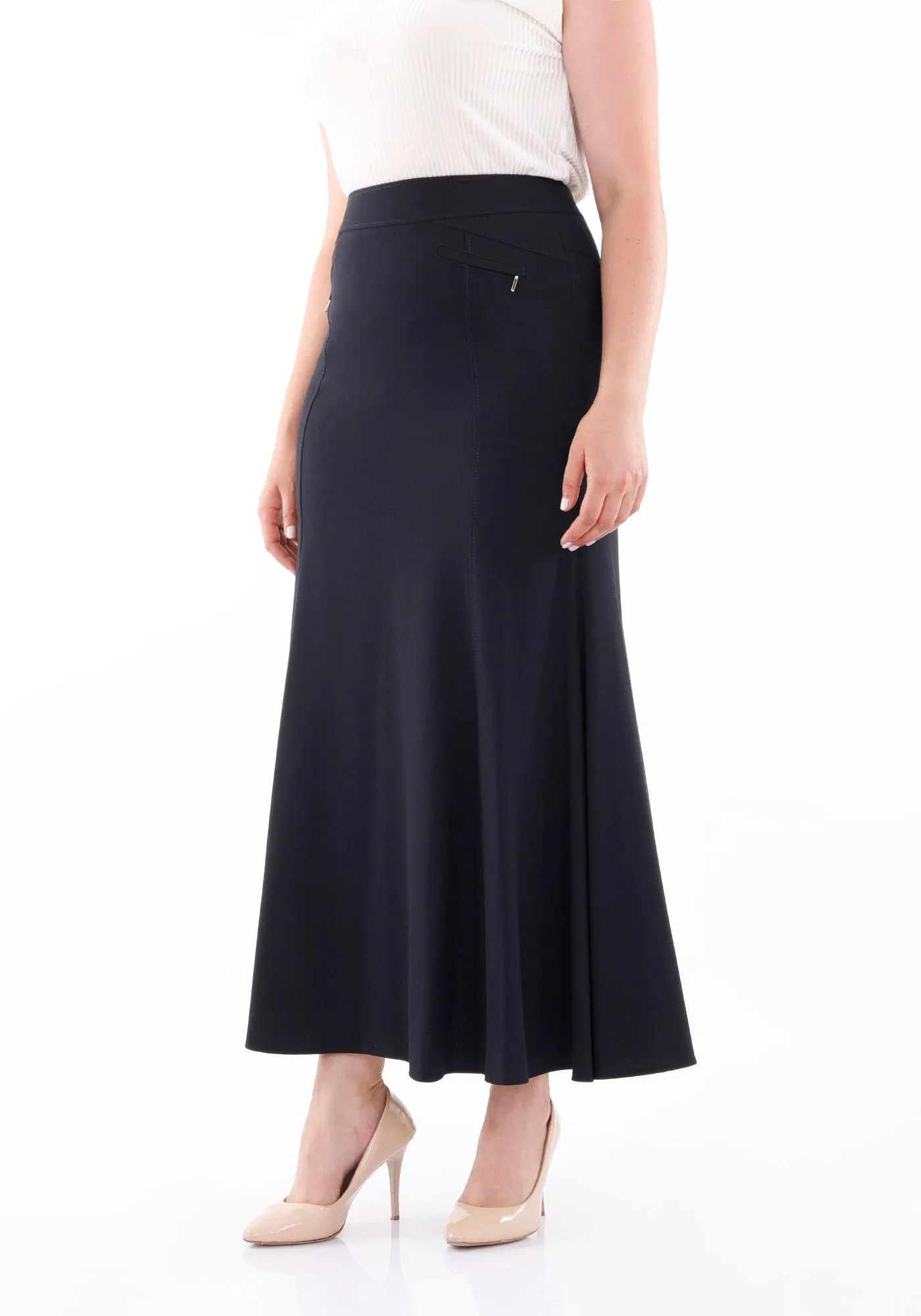 Plus Size Oversized Navy Maxi Fishtail Skirt