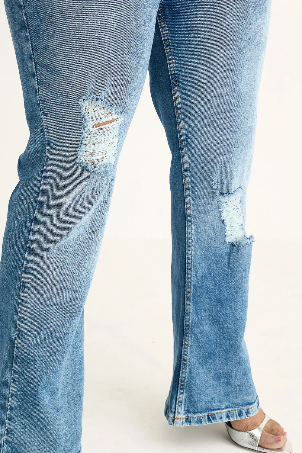 Radiant Curve Distressed Bootcut Jeans