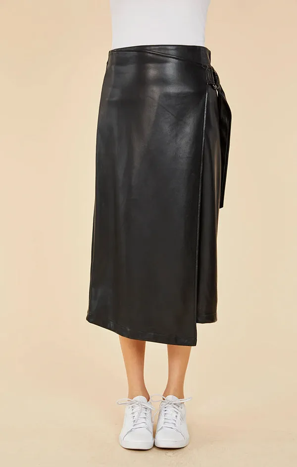 Vegan Leather Wrap Skirt