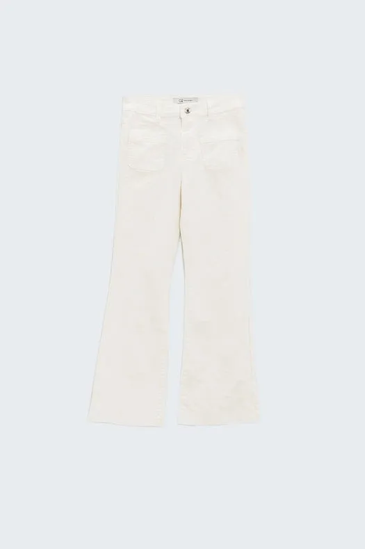 White Skinny Flared Jeans With Front Pocket Detail