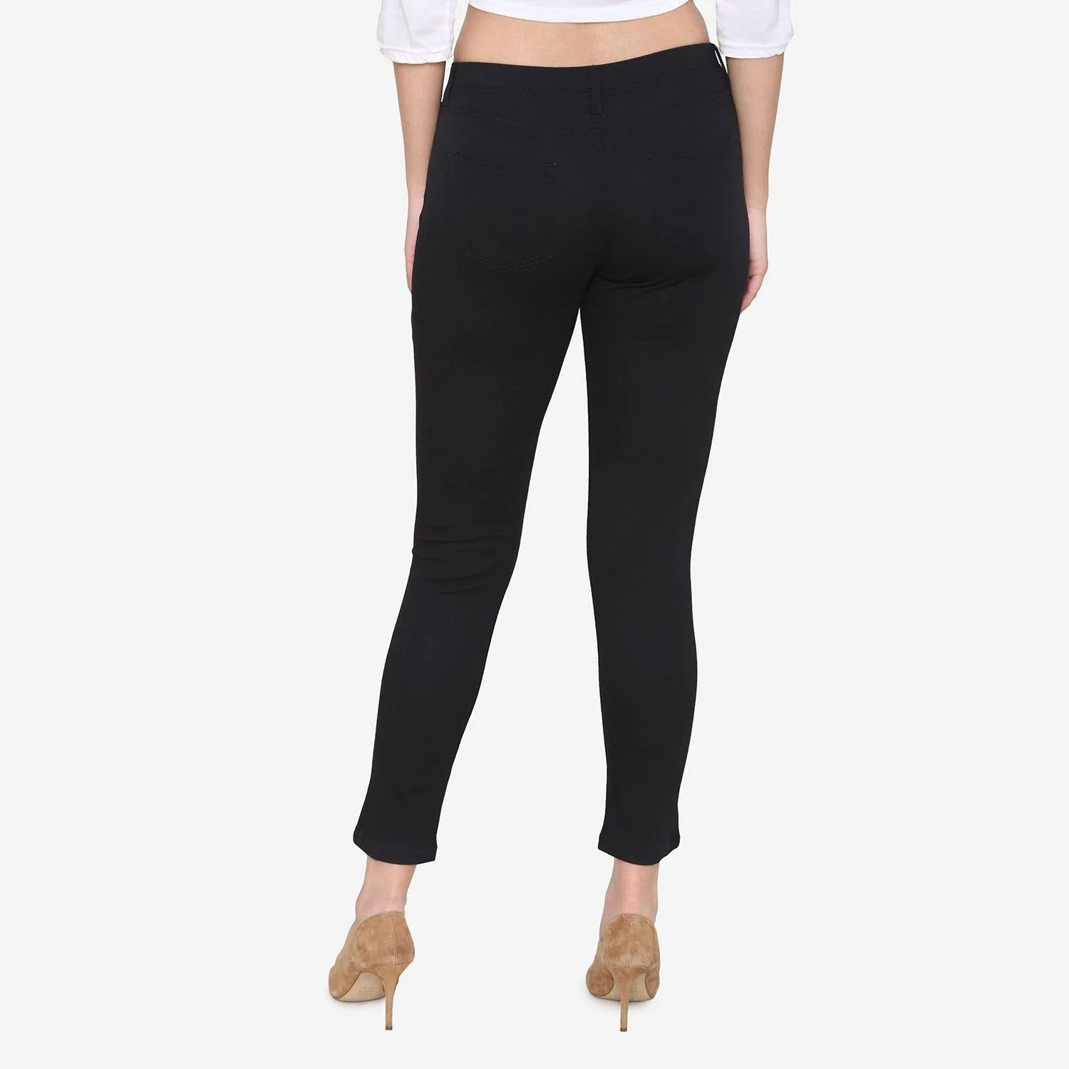 Women's Cotton Stretchable Jeggings - Black