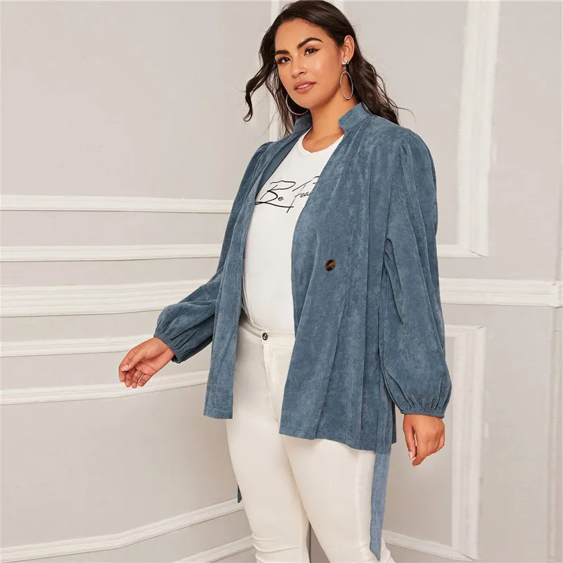 Women's Spring Casual Polyester Belted Trench | Plus Size