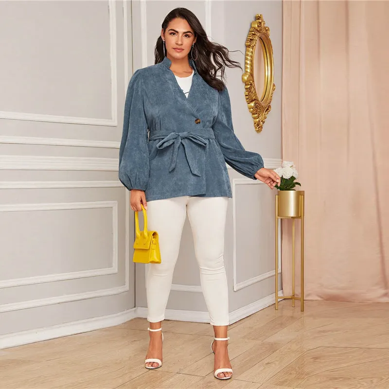 Women's Spring Casual Polyester Belted Trench | Plus Size