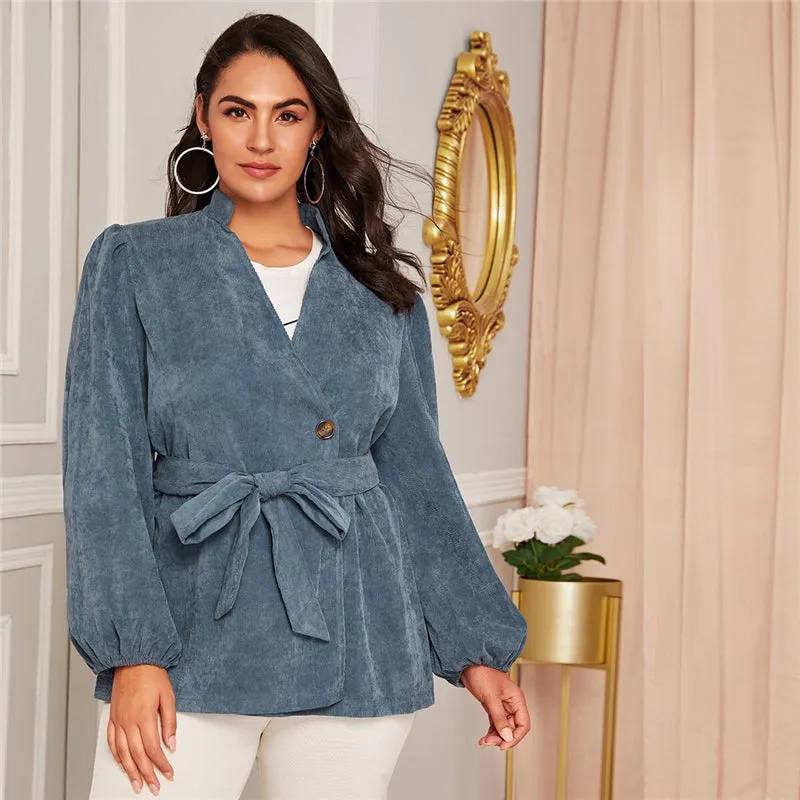 Women's Spring Casual Polyester Belted Trench | Plus Size