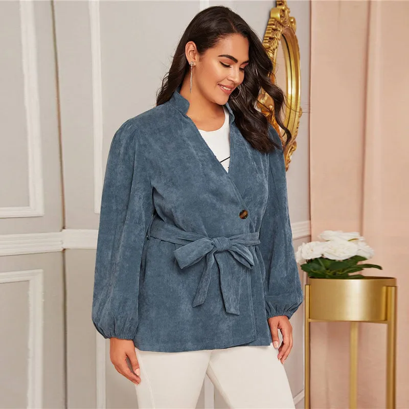 Women's Spring Casual Polyester Belted Trench | Plus Size